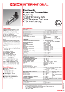Electronic Pressure Transmitter HDA 4300 ATEX Intrinsically Safe
