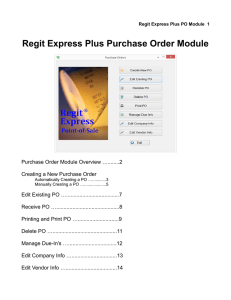 Regit Express Plus Purchase Order Module