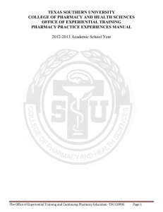 Pharmacy Practice Experiential Manual 2012-2013