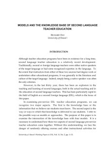 models and the knowledge base of second language teacher