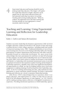 Teaching and Learning: Using Experiential Learning and Reflection