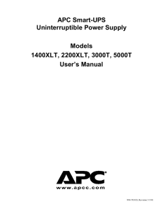 APC Smart-UPS Uninterruptible Power Supply Models 1400XLT
