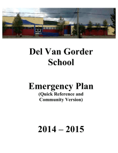 Del Van Gorder School Emergency Plan 2014 – 2015