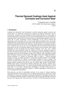 Thermal Sprayed Coatings Used Against Corrosion and Corrosive