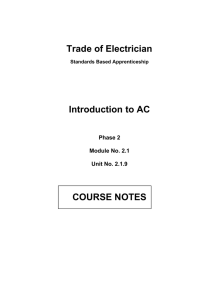 Trade of Electrician Introduction to AC COURSE NOTES