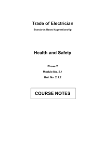 Trade of Electrician Health and Safety COURSE NOTES
