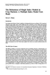 The Robustness of Single Index Models in Crop