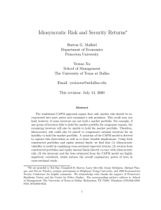 Idiosyncratic Risk and Security Returns
