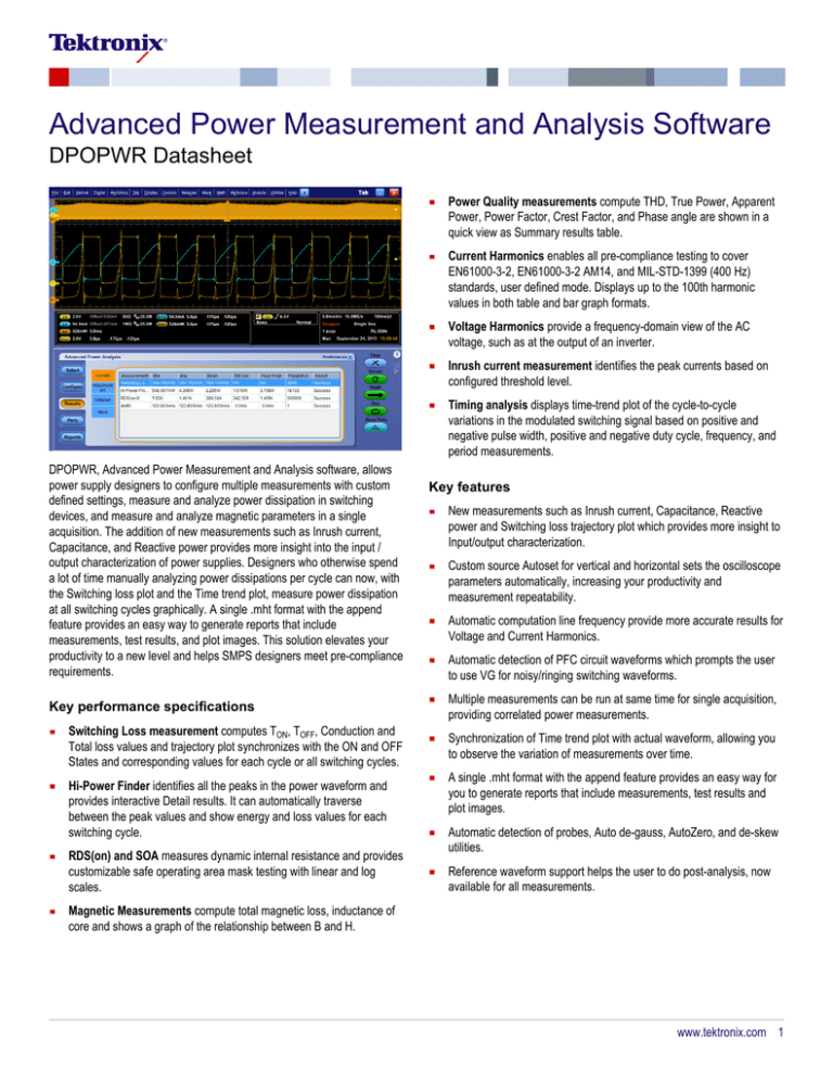 Advanced Power Measurement and Analysis Software