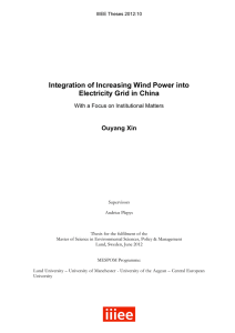 Integration of Increasing Wind Power into Electricity Grid in China