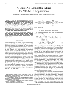 A Class AB Monolithic Mixer For 900-MHz Applications - Solid