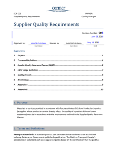 Supplier Quality Requirements