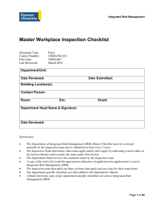 Master Inspection Checklist