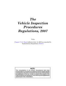 The Vehicle Inspection Procedures Regulations, 2007