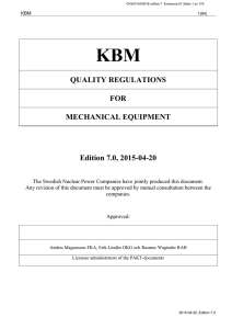 QUALITY REGULATIONS FOR MECHANICAL EQUIPMENT