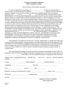 University of Southern California Office of Student Activities Waiver