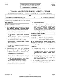 personal and advertising injury liability coverage