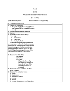 Form 1 (Part I) APPLICATION FOR REGISTRATION / RENEWAL