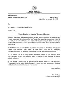 Master Circular on Export of Goods and Services