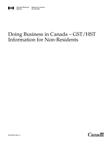 Doing Business in Canada – GST/HST Information for Non