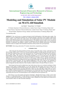 Modeling and Simulation of Solar PV Module on MATLAB