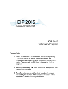 ICIP 2015 Preliminary Program