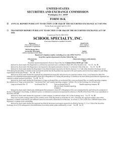 school specialty, inc. - Investor Relations Solutions