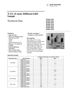 T-13/4 (5 mm) Diffused LED Lamps Technical Data