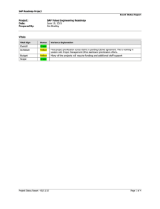 Project: SAP Value Engineering Roadmap Date: June 19, 2015