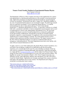 Tenure-Track Faculty Position in Experimental Plasma Physics