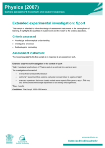 Physics (2007): Sample assessment instrument and student