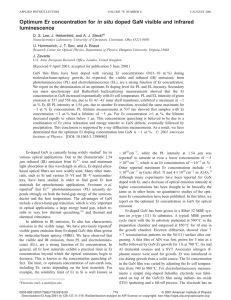 Optimum Er concentration for in situ doped GaN visible and infrared