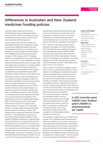 Differences in Australian and New Zealand medicines funding policies