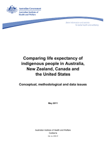 Comparing life expectancy of indigenous people in Australia, New