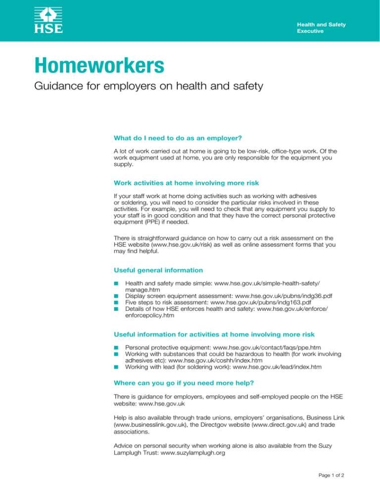 homeworkers guidance for employers