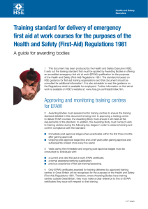 Training standard for delivery of emergency first aid at work