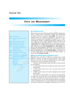 Units and measurement