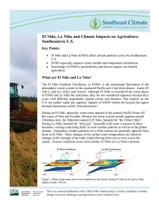 El Niño, La Niña and Climate Impacts on Agriculture