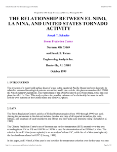 The Relationship Between el Nino, la Nina, and U.S. Tornado Activity.
