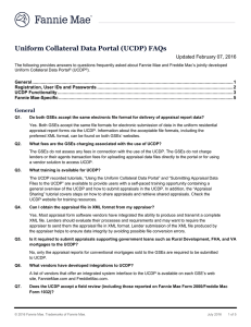 Uniform Collateral Data Portal (UCDP) FAQs