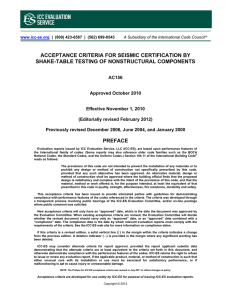 acceptance criteria for seismic certification by shake