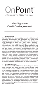 OnPoint Visa Signature Credit Card Agreement