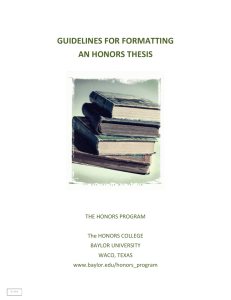 Guidelines for Formatting an Honors Thesis