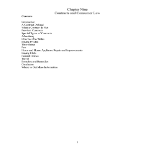 Chapter Nine Contracts and Consumer Law