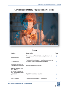 clinical laboratory regulation in florida