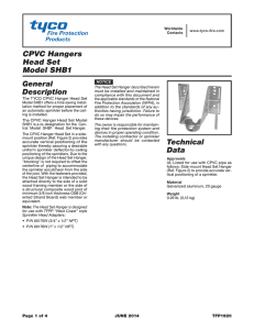 CPVC Hangers Head Set Model SHB1 General Description