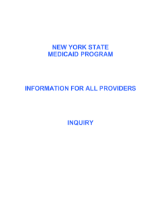 new york state medicaid program information for all