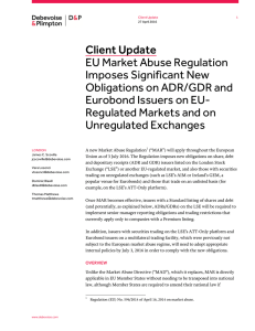 EU Market Abuse Regulation Imposes Significant New Obligations