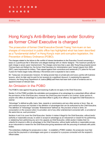 Hong Kong`s Anti-Bribery laws under Scrutiny as