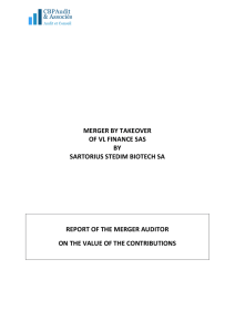 Report of the merger auditor on the value of the